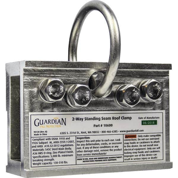 Guardian Fall Protection - Anchors, Grips & Straps Type: Standing Seam Roof Clamp Temporary or Permanent: Temporary - Industrial Tool & Supply