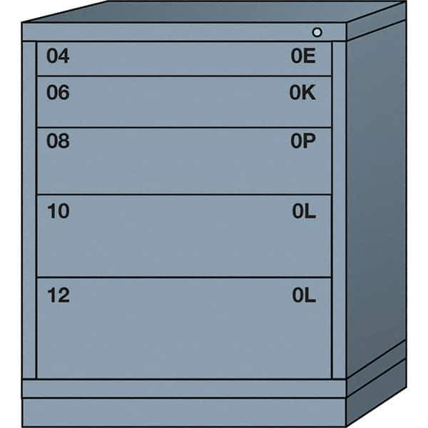 Lyon - 5 Drawer, Standard Mid-Range - Single Drawer Access Cabinet - Steel, 30" Wide x 28-1/4" Deep x 37-15/79" High, Dove Gray - Industrial Tool & Supply