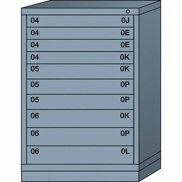 Lyon - 10 Drawer, Standard Counter - Multiple Drawer Access Cabinet - Steel, 30" Wide x 28-1/4" Deep x 44-1/4" High, Dove Gray - Industrial Tool & Supply