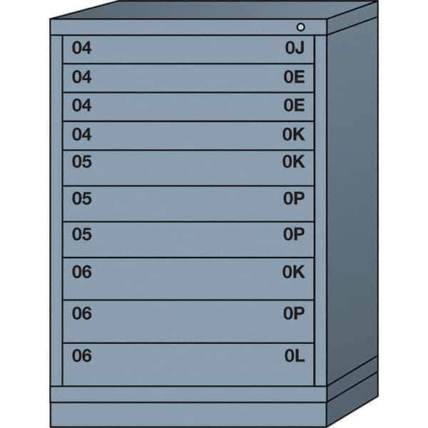 Lyon - 10 Drawer, Standard Counter - Single Drawer Access Cabinet - Steel, 30" Wide x 28-1/4" Deep x 44-1/4" High, Dove Gray - Industrial Tool & Supply