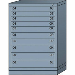 Lyon - 10 Drawer, Standard Counter - Multiple Drawer Access Cabinet - Steel, 30" Wide x 28-1/4" Deep x 44-1/4" High, Dove Gray - Industrial Tool & Supply