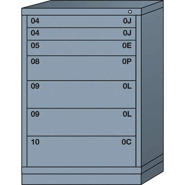Lyon - 7 Drawer, Standard Counter - Multiple Drawer Access Cabinet - Steel, 30" Wide x 28-1/4" Deep x 44-1/4" High, Dove Gray - Industrial Tool & Supply