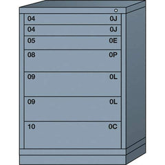 Lyon - 7 Drawer, Standard Counter - Single Drawer Access Cabinet - Steel, 30" Wide x 28-1/4" Deep x 44-1/4" High, Dove Gray - Industrial Tool & Supply