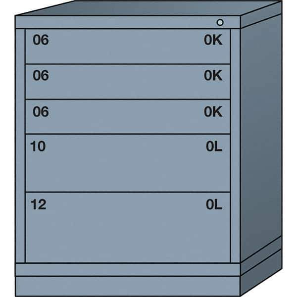 Lyon - 5 Drawer, Standard Mid-Range - Multiple Drawer Access Cabinet - Steel, 30" Wide x 28-1/4" Deep x 37-15/79" High, Dove Gray - Industrial Tool & Supply