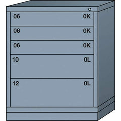 Lyon - 5 Drawer, Standard Mid-Range - Single Drawer Access Cabinet - Steel, 30" Wide x 28-1/4" Deep x 37-15/79" High, Dove Gray - Industrial Tool & Supply
