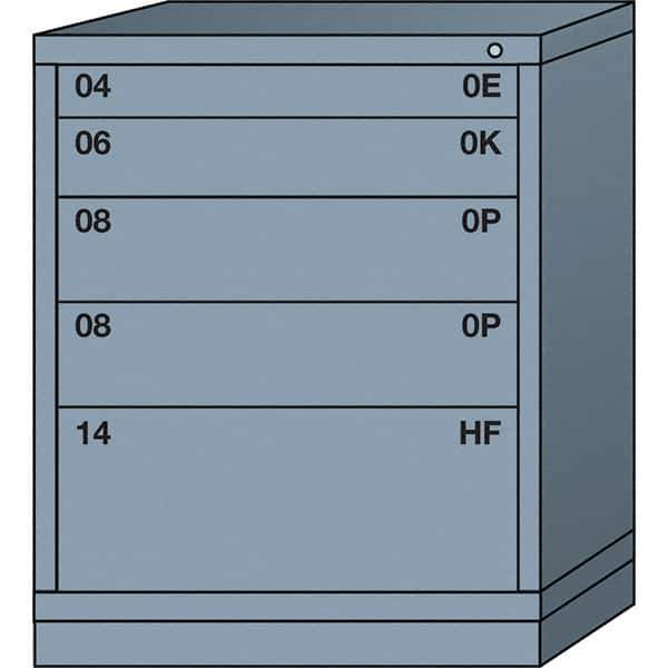 Lyon - 5 Drawer, Standard Mid-Range - Single Drawer Access Cabinet - Steel, 30" Wide x 28-1/4" Deep x 37-15/79" High, Dove Gray - Industrial Tool & Supply