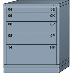 Lyon - 5 Drawer, Standard Mid-Range - Multiple Drawer Access Cabinet - Steel, 30" Wide x 28-1/4" Deep x 37-15/79" High, Dove Gray - Industrial Tool & Supply