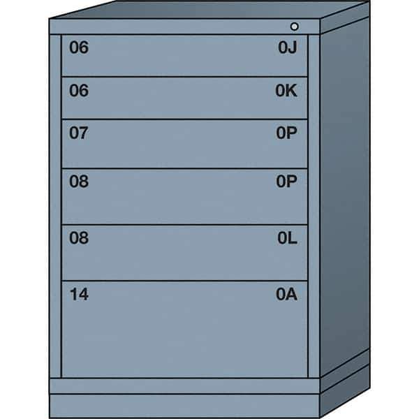 Lyon - 6 Drawer, Standard Counter - Single Drawer Access Cabinet - Steel, 30" Wide x 28-1/4" Deep x 44-1/4" High, Dove Gray - Industrial Tool & Supply