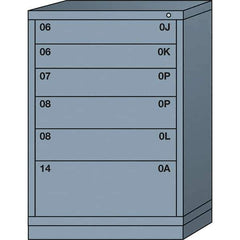 Lyon - 6 Drawer, Standard Counter - Multiple Drawer Access Cabinet - Steel, 30" Wide x 28-1/4" Deep x 44-1/4" High, Dove Gray - Industrial Tool & Supply