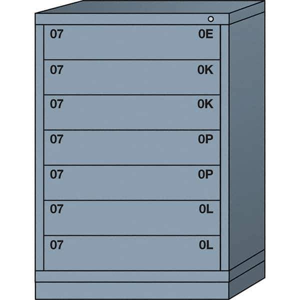 Lyon - 7 Drawer, Standard Counter - Multiple Drawer Access Cabinet - Steel, 30" Wide x 28-1/4" Deep x 44-1/4" High, Dove Gray - Industrial Tool & Supply