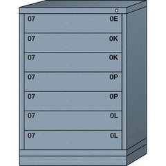 Lyon - 7 Drawer, Standard Counter - Single Drawer Access Cabinet - Steel, 30" Wide x 28-1/4" Deep x 44-1/4" High, Dove Gray - Industrial Tool & Supply