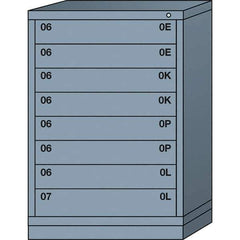 Lyon - 8 Drawer, Standard Counter - Single Drawer Access Cabinet - Steel, 30" Wide x 28-1/4" Deep x 44-1/4" High, Dove Gray - Industrial Tool & Supply