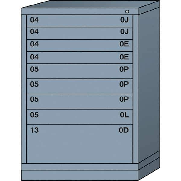 Lyon - 9 Drawer, Standard Counter - Single Drawer Access Cabinet - Steel, 30" Wide x 28-1/4" Deep x 44-1/4" High, Dove Gray - Industrial Tool & Supply