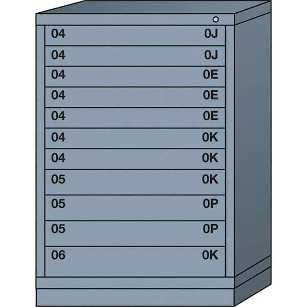 Lyon - 11 Drawer, Standard Counter - Multiple Drawer Access Cabinet - Steel, 30" Wide x 28-1/4" Deep x 44-1/4" High, Dove Gray - Industrial Tool & Supply