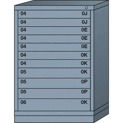 Lyon - 11 Drawer, Standard Counter - Multiple Drawer Access Cabinet - Steel, 30" Wide x 28-1/4" Deep x 44-1/4" High, Dove Gray - Industrial Tool & Supply