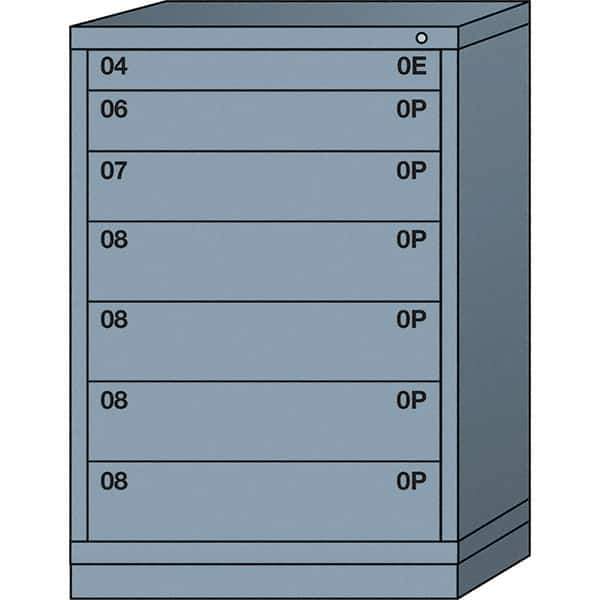 Lyon - 7 Drawer, Standard Counter - Multiple Drawer Access Cabinet - Steel, 30" Wide x 28-1/4" Deep x 44-1/4" High, Dove Gray - Industrial Tool & Supply