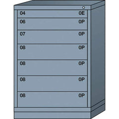 Lyon - 7 Drawer, Standard Counter - Single Drawer Access Cabinet - Steel, 30" Wide x 28-1/4" Deep x 44-1/4" High, Dove Gray - Industrial Tool & Supply