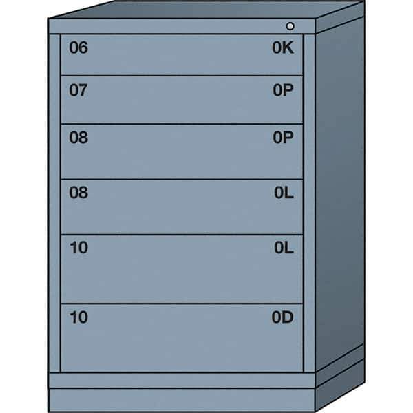 Lyon - 6 Drawer, Standard Counter - Multiple Drawer Access Cabinet - Steel, 30" Wide x 28-1/4" Deep x 44-1/4" High, Dove Gray - Industrial Tool & Supply