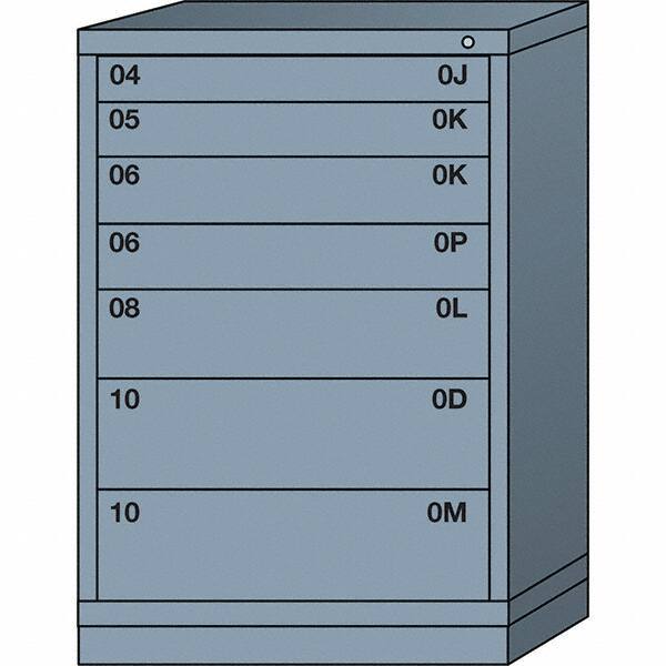 Lyon - 7 Drawer, Standard Counter - Single Drawer Access Cabinet - Steel, 30" Wide x 28-1/4" Deep x 44-1/4" High, Dove Gray - Industrial Tool & Supply