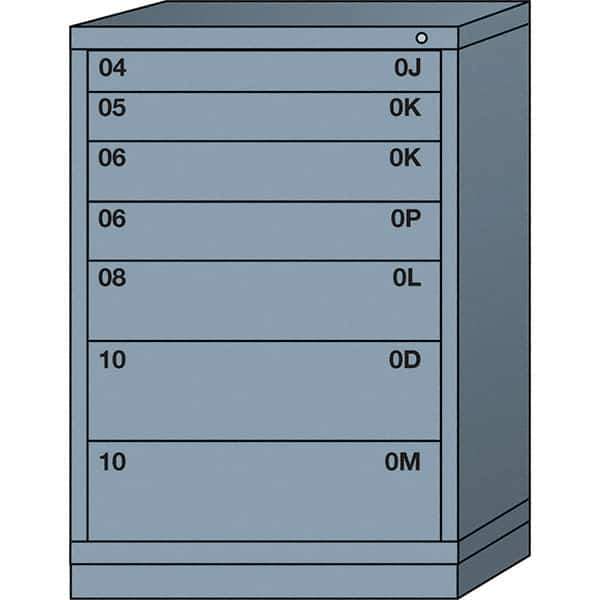 Lyon - 7 Drawer, Standard Counter - Multiple Drawer Access Cabinet - Steel, 30" Wide x 28-1/4" Deep x 44-1/4" High, Dove Gray - Industrial Tool & Supply