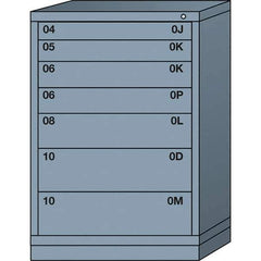 Lyon - 7 Drawer, Standard Counter - Multiple Drawer Access Cabinet - Steel, 30" Wide x 28-1/4" Deep x 44-1/4" High, Dove Gray - Industrial Tool & Supply