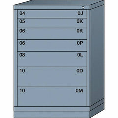 Lyon - 7 Drawer, Standard Counter - Single Drawer Access Cabinet - Steel, 30" Wide x 28-1/4" Deep x 44-1/4" High, Dove Gray - Industrial Tool & Supply