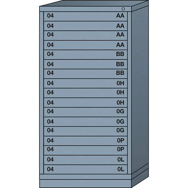 Lyon - 17 Drawer, Standard Eye-Level - Single Drawer Access Cabinet - Steel, 30" Wide x 28-1/4" Deep x 59-1/4" High, Dove Gray - Industrial Tool & Supply