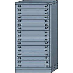 Lyon - 17 Drawer, Standard Eye-Level - Single Drawer Access Cabinet - Steel, 30" Wide x 28-1/4" Deep x 59-1/4" High, Dove Gray - Industrial Tool & Supply