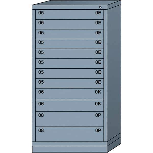 Lyon - 12 Drawer, Standard Eye-Level - Multiple Drawer Access Cabinet - Steel, 30" Wide x 28-1/4" Deep x 59-1/4" High, Dove Gray - Industrial Tool & Supply