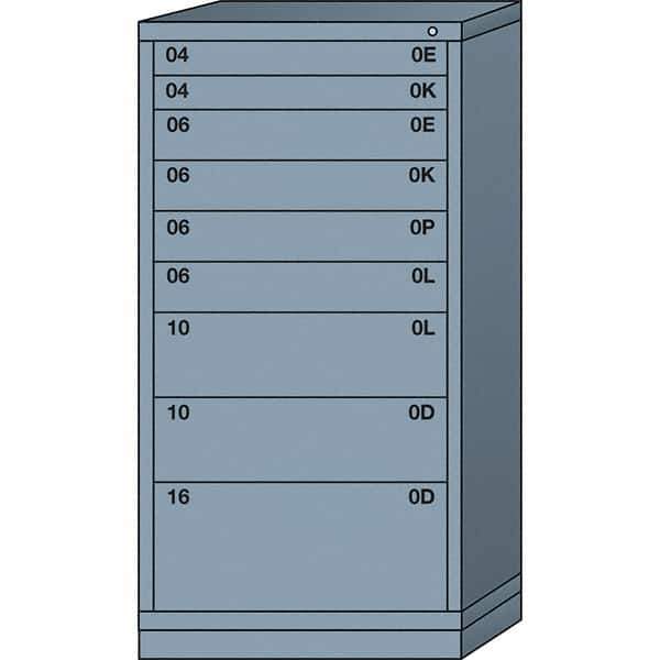 Lyon - 9 Drawer, Standard Eye-Level - Single Drawer Access Cabinet - Steel, 30" Wide x 28-1/4" Deep x 59-1/4" High, Dove Gray - Industrial Tool & Supply