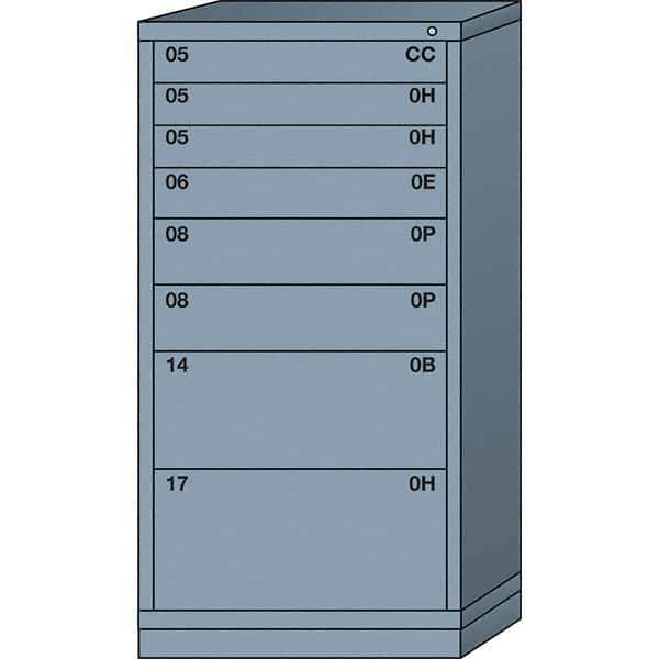 Lyon - 8 Drawer, Standard Eye-Level - Multiple Drawer Access Cabinet - Steel, 30" Wide x 28-1/4" Deep x 59-1/4" High, Dove Gray - Industrial Tool & Supply