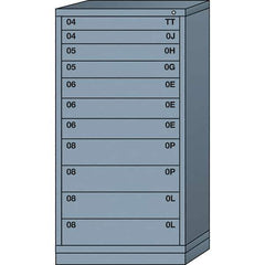 Lyon - 11 Drawer, Standard Eye-Level - Single Drawer Access Cabinet - Steel, 30" Wide x 28-1/4" Deep x 59-1/4" High, Dove Gray - Industrial Tool & Supply