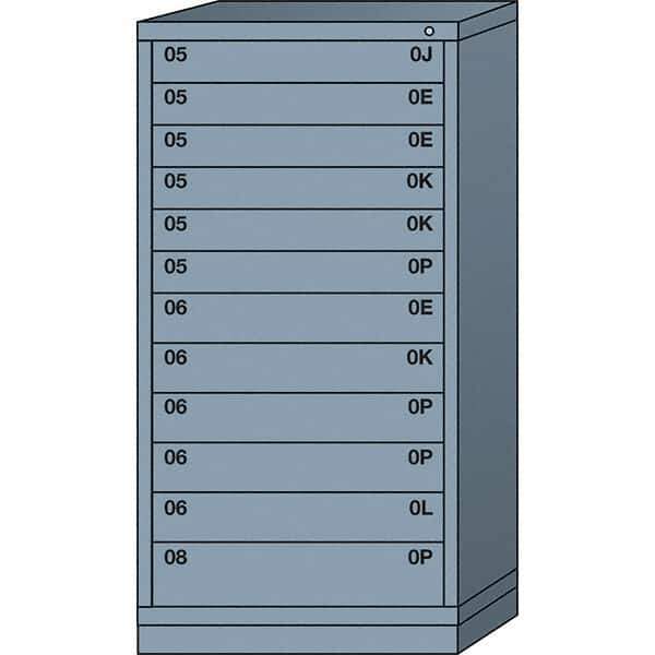 Lyon - 12 Drawer, Standard Eye-Level - Multiple Drawer Access Cabinet - Steel, 30" Wide x 28-1/4" Deep x 59-1/4" High, Dove Gray - Industrial Tool & Supply