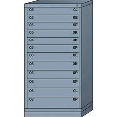 Lyon - 12 Drawer, Standard Eye-Level - Single Drawer Access Cabinet - Steel, 30" Wide x 28-1/4" Deep x 59-1/4" High, Dove Gray - Industrial Tool & Supply