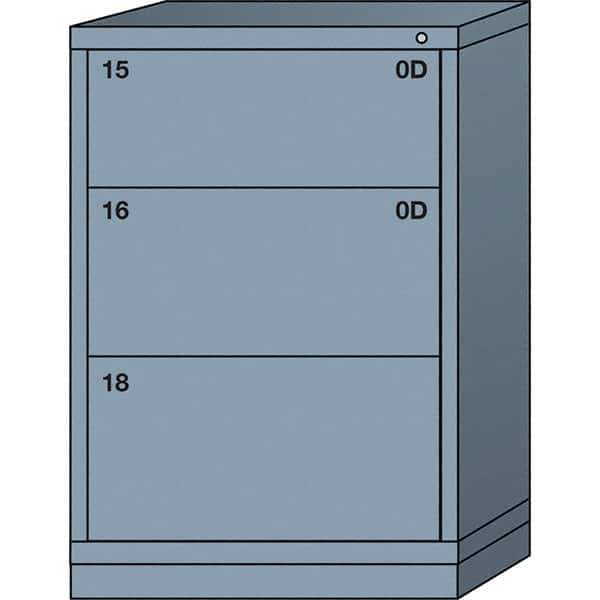 Lyon - 3 Drawer, Standard Eye-Level - Single Drawer Access Cabinet - Steel, 30" Wide x 28-1/4" Deep x 44-1/4" High, Dove Gray - Industrial Tool & Supply