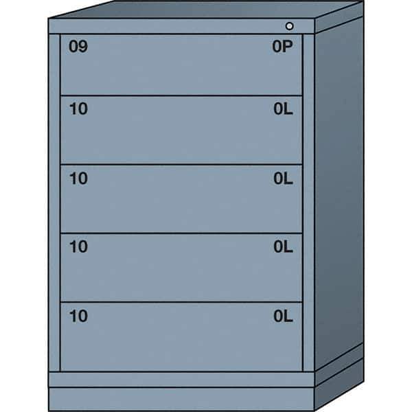 Lyon - 5 Drawer, Standard Counter - Single Drawer Access Cabinet - Steel, 30" Wide x 28-1/4" Deep x 44-1/4" High, Dove Gray - Industrial Tool & Supply