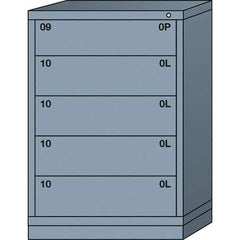 Lyon - 5 Drawer, Standard Counter - Multiple Drawer Access Cabinet - Steel, 30" Wide x 28-1/4" Deep x 44-1/4" High, Dove Gray - Industrial Tool & Supply