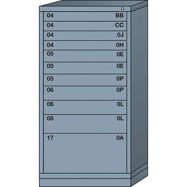 Lyon - 11 Drawer, Standard Eye-Level - Multiple Drawer Access Cabinet - Steel, 30" Wide x 28-1/4" Deep x 59-1/4" High, Dove Gray - Industrial Tool & Supply