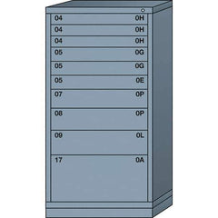 Lyon - 10 Drawer, Standard Eye-Level - Single Drawer Access Cabinet - Steel, 30" Wide x 28-1/4" Deep x 59-1/4" High, Dove Gray - Industrial Tool & Supply
