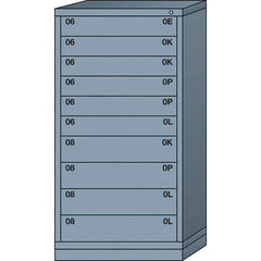 Lyon - 10 Drawer, Standard Eye-Level - Multiple Drawer Access Cabinet - Steel, 30" Wide x 28-1/4" Deep x 59-1/4" High, Dove Gray - Industrial Tool & Supply