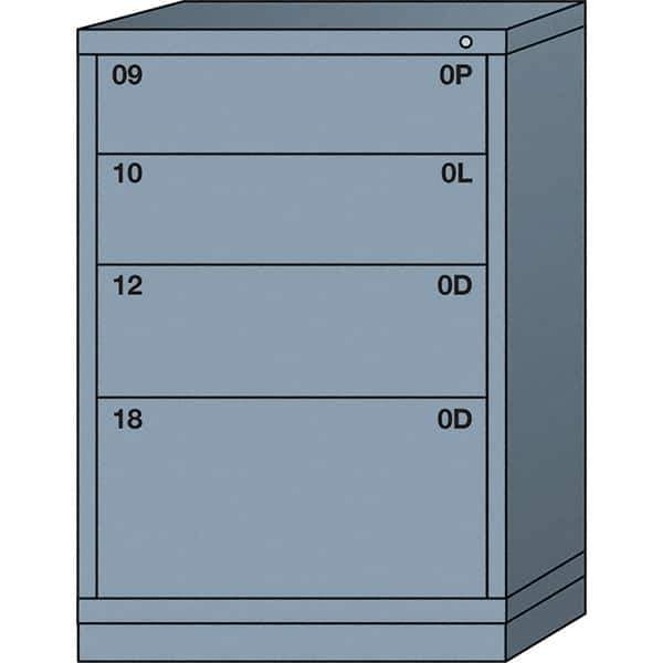 Lyon - 4 Drawer, Standard Counter - Single Drawer Access Cabinet - Steel, 30" Wide x 28-1/4" Deep x 44-1/4" High, Dove Gray - Industrial Tool & Supply