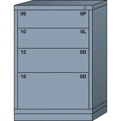 Lyon - 4 Drawer, Standard Counter - Single Drawer Access Cabinet - Steel, 30" Wide x 28-1/4" Deep x 44-1/4" High, Dove Gray - Industrial Tool & Supply