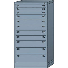 Lyon - 11 Drawer, Standard Eye-Level - Multiple Drawer Access Cabinet - Steel, 30" Wide x 28-1/4" Deep x 59-1/4" High, Dove Gray - Industrial Tool & Supply