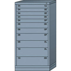 Lyon - 11 Drawer, Standard Eye-Level - Single Drawer Access Cabinet - Steel, 30" Wide x 28-1/4" Deep x 59-1/4" High, Dove Gray - Industrial Tool & Supply