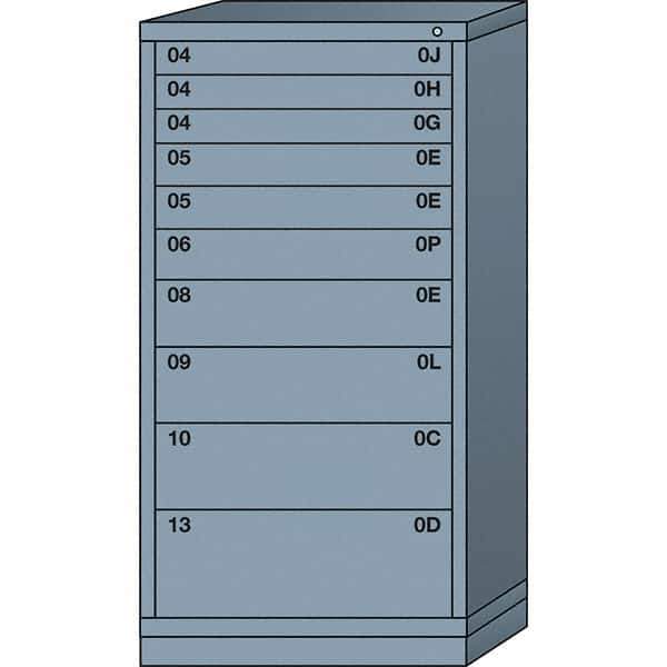 Lyon - 10 Drawer, Standard Eye-Level - Multiple Drawer Access Cabinet - Steel, 30" Wide x 28-1/4" Deep x 59-1/4" High, Dove Gray - Industrial Tool & Supply