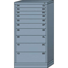 Lyon - 10 Drawer, Standard Eye-Level - Single Drawer Access Cabinet - Steel, 30" Wide x 28-1/4" Deep x 59-1/4" High, Dove Gray - Industrial Tool & Supply
