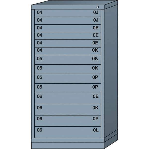 Lyon - 14 Drawer, Standard Eye-Level - Single Drawer Access Cabinet - Steel, 30" Wide x 28-1/4" Deep x 59-1/4" High, Dove Gray - Industrial Tool & Supply