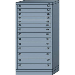 Lyon - 14 Drawer, Standard Eye-Level - Multiple Drawer Access Cabinet - Steel, 30" Wide x 28-1/4" Deep x 59-1/4" High, Dove Gray - Industrial Tool & Supply
