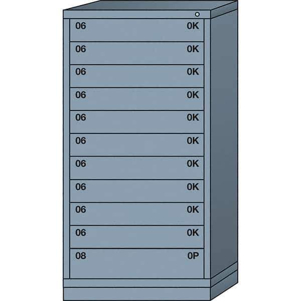 Lyon - 11 Drawer, Standard Eye-Level - Single Drawer Access Cabinet - Steel, 30" Wide x 28-1/4" Deep x 59-1/4" High, Dove Gray - Industrial Tool & Supply