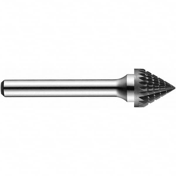 Precision Twist Drill - 1/2" Cut Diam, 1/4" Shank Diam, Carbide Double Cut 60° Angle Burr - Industrial Tool & Supply